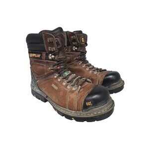 CATERPILLAR Men's 8'' Hauler Composite Toe Waterproof Work Boots Brown Size 9.5W